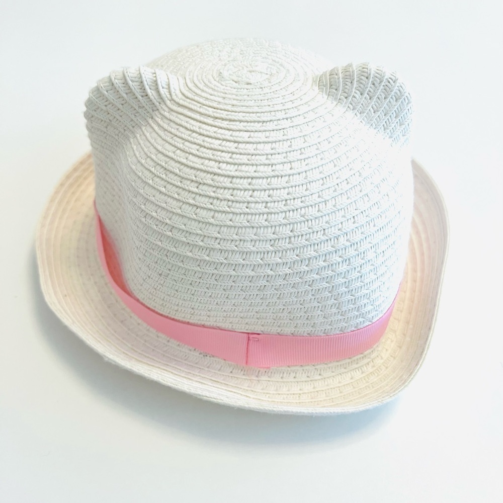NWOT The Children's Place White Cat Hat with Pink Band Baby Girl 0-6 Months - Picture 2 of 4